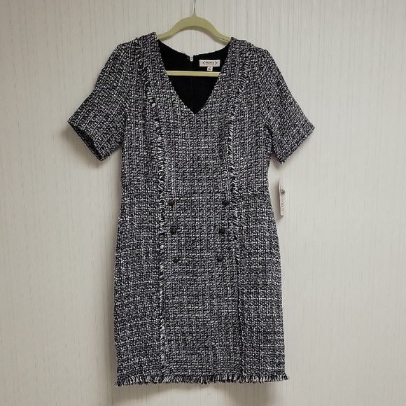 Nanette Lepore women's Black and White Tweed Dress sz 10 black white boucle. New - Picture 1 of 7
